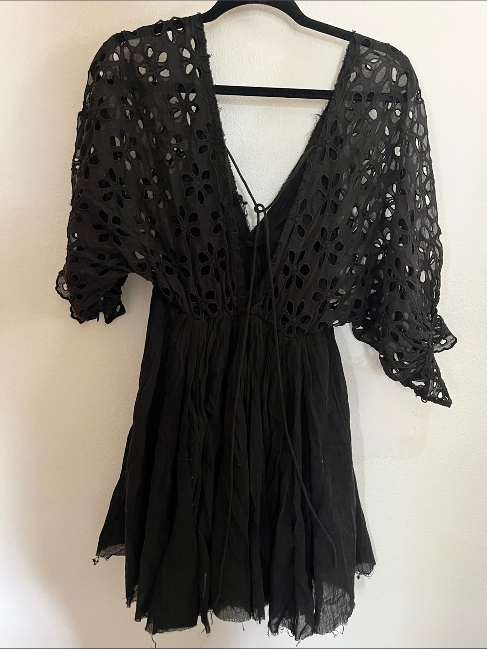 Free People Black Eyelet V-Neck Women’s Dress